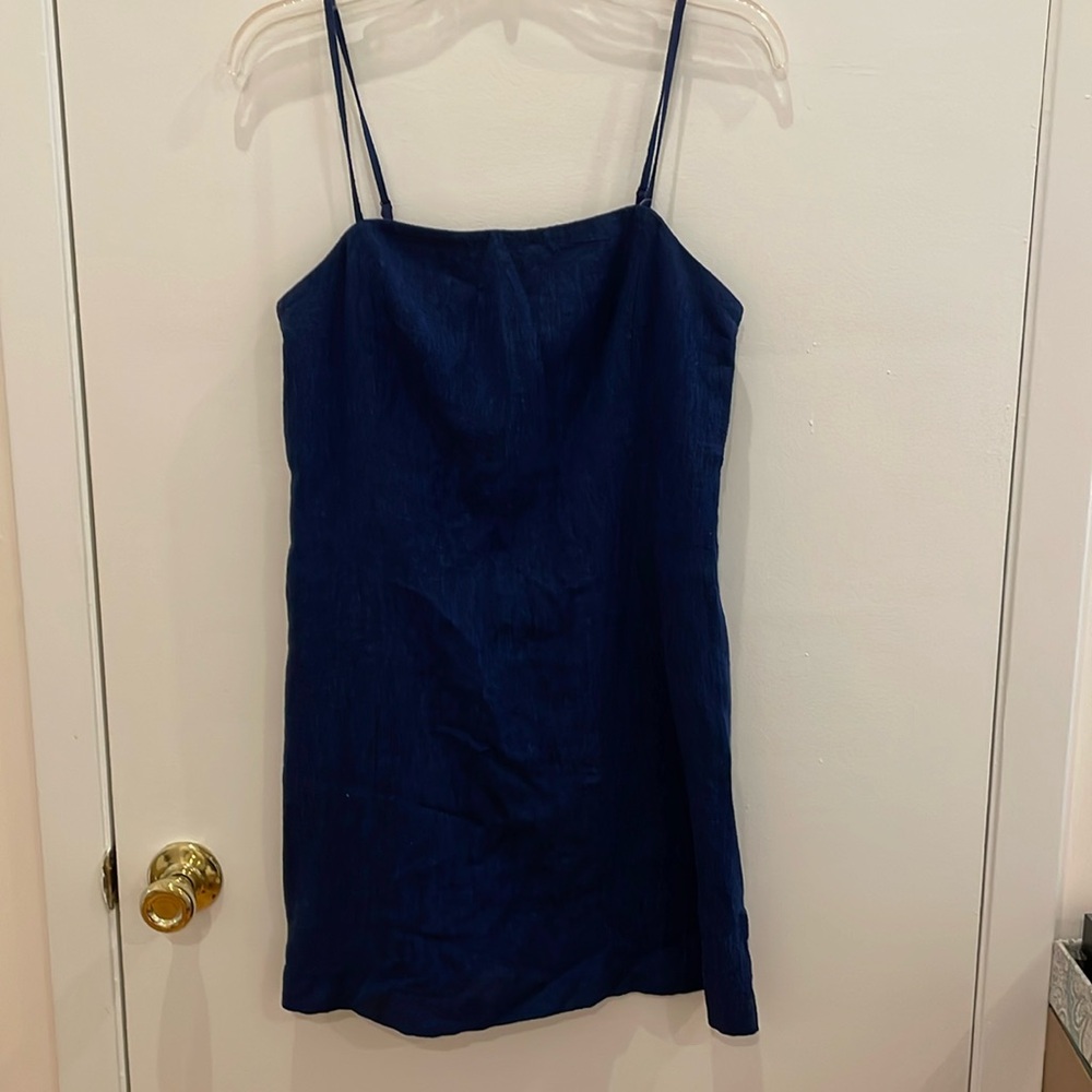 Gap sleeveless dress with adjustable straps, NWT, blue, size small petite